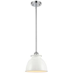 Adirondack 8.13"W Chrome Stem Hung Mini Pendant w/ Glossy White Shade