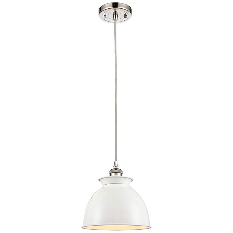 Image 1 Adirondack 8.13"W Polished Nickel Corded Mini Pendant w/ Glossy White