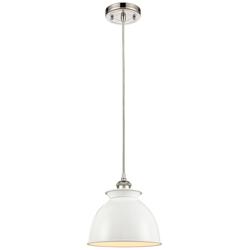 Adirondack 8.13"W Polished Nickel Corded Mini Pendant w/ Glossy White