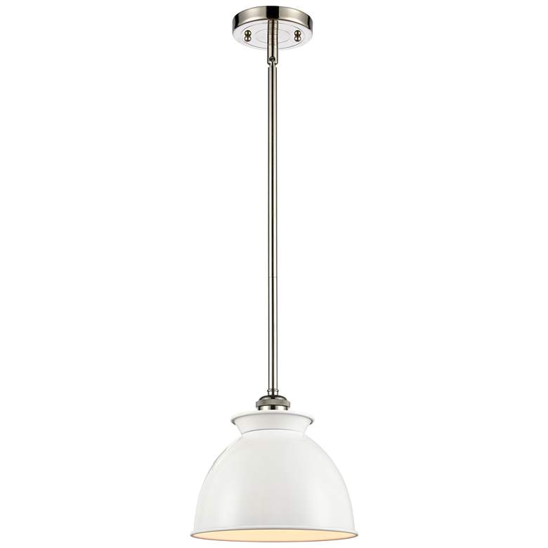 Image 1 Adirondack 8.13"W Polished Nickel Stem Mini Pendant w/ Glossy White Sh