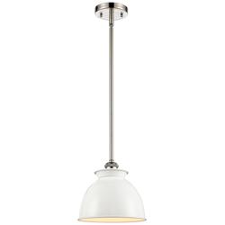 Adirondack 8.13"W Polished Nickel Stem Mini Pendant w/ Glossy White Sh