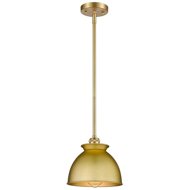 Image 1 Adirondack 8.13"W Satin Gold Stem Hung Mini Pendant With Satin Gold Sh
