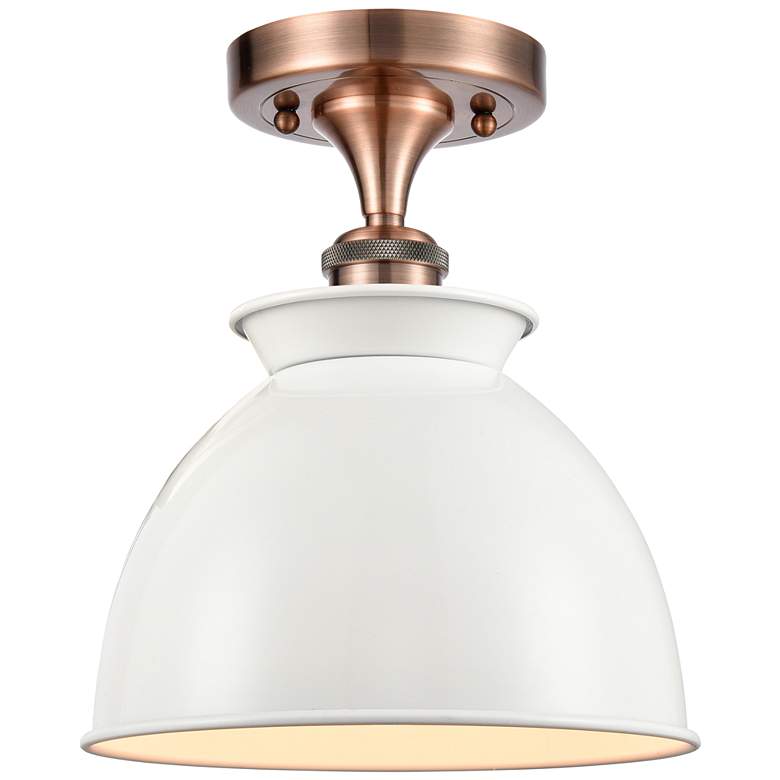 Image 1 Adirondack 8.5" Wide Copper Semi Flush Mount w/ Glossy White Shade