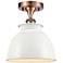 Adirondack 8.5" Wide Copper Semi Flush Mount w/ Glossy White Shade