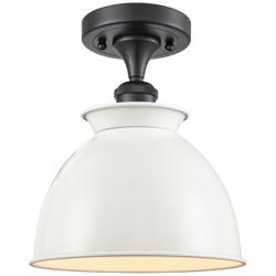 Adirondack 8.5" Wide Matte Black Semi Flush Mount w/ Glossy White Shad