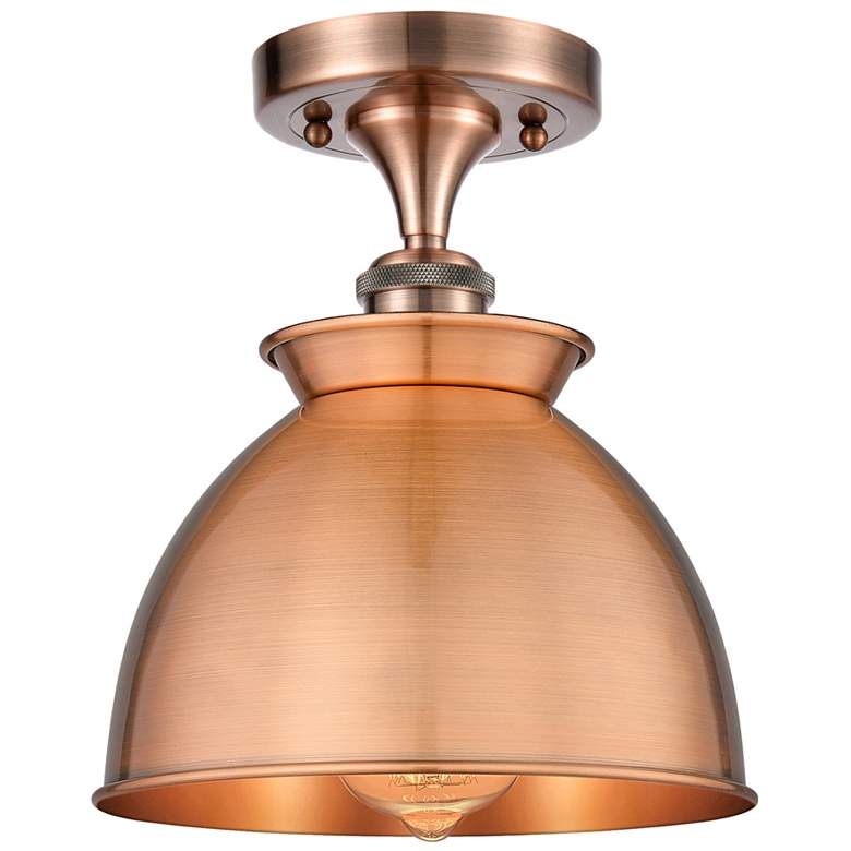 Image 1 Adirondack 8.5"W Antique Copper Semi.Flush Mount With Antique Copper S