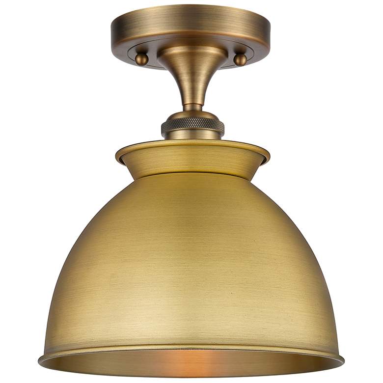 Image 1 Adirondack 8.5"W Brushed Brass Semi.Flush Mount With Brushed Brass Sha