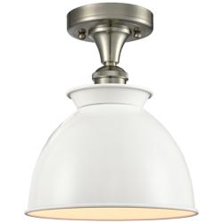 Adirondack 8.5"W Brushed Nickel Semi Flush Mount w/ Glossy White Shade