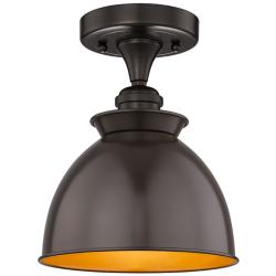 Adirondack 8.5"W Oil Rubbed Bronze Semi-Flush Mount w/ Bronze Shade