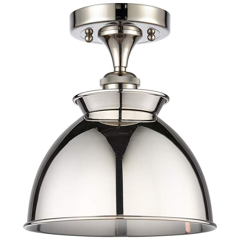 Image 1 Adirondack 8.5"W Polished Nickel Semi.Flush Mount w/ Polished Nickel S