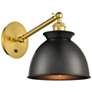 1_Adirondack 8 1/2" High Satin Gold Black Dome Wall Sconce
