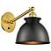 Adirondack 8 1/2" High Satin Gold Black Dome Wall Sconce