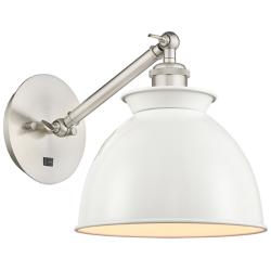 Adirondack 8 1/2"H Brushed Nickel Wall Sconce w/ White Shade