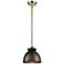 Adirondack 8" LED Mini Pendant - Antique Brass - Matte Black Shade
