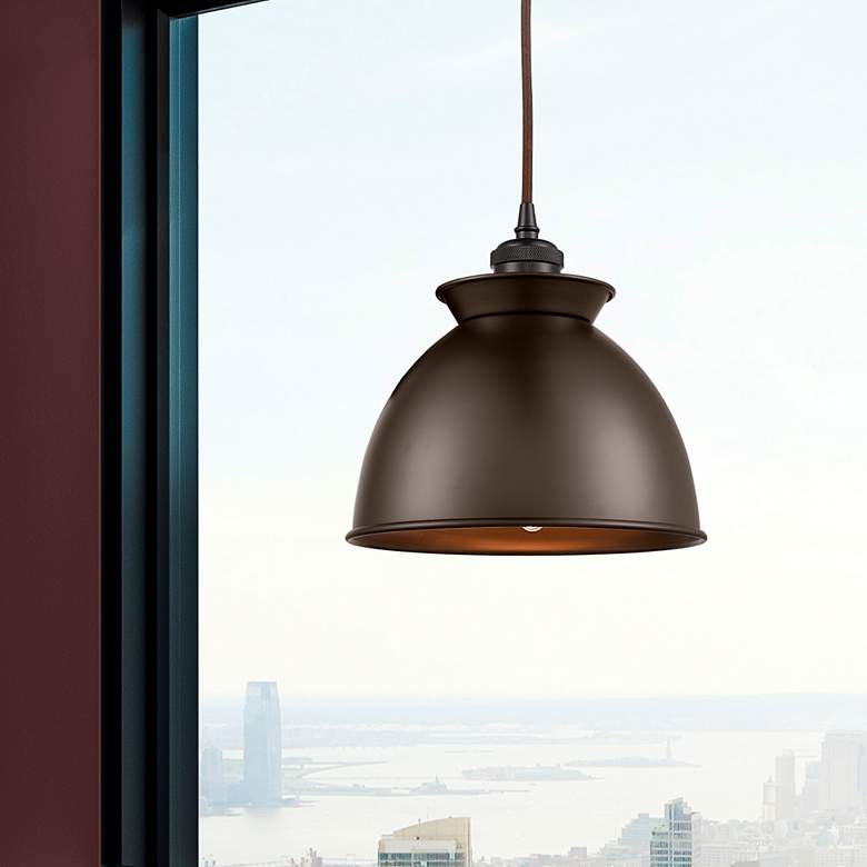 Image 2 Adirondack 8" Oil Rubbed Bronze Cord Hung Mini Pendant more views