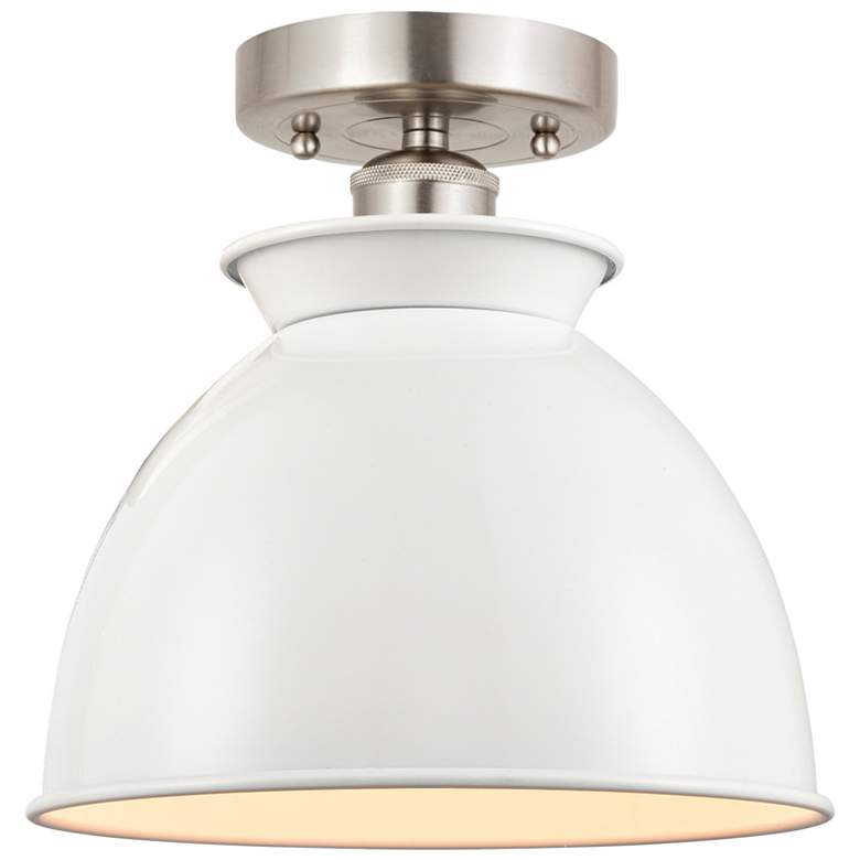 Image 1 Adirondack 8" Semi-Flush Mount - Brushed Satin Nickel - Glossy White