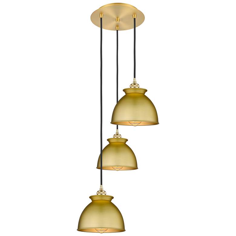 Image 1 Adirondack 9.88"W 3 Light Satin Gold Cord Hung Multi Pendant w/ Gold S