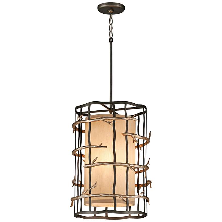 Image 1 Adirondack Graphite Silver Leaf 13" Pendant Chandelier