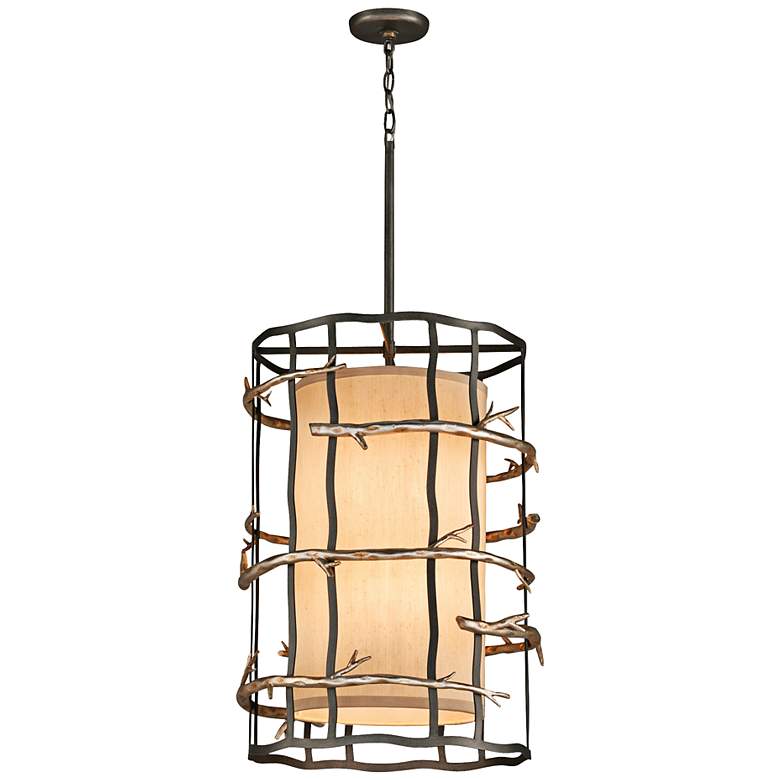 Image 1 Adirondack Graphite Silver Leaf 18" Wide Pendant Chandelier