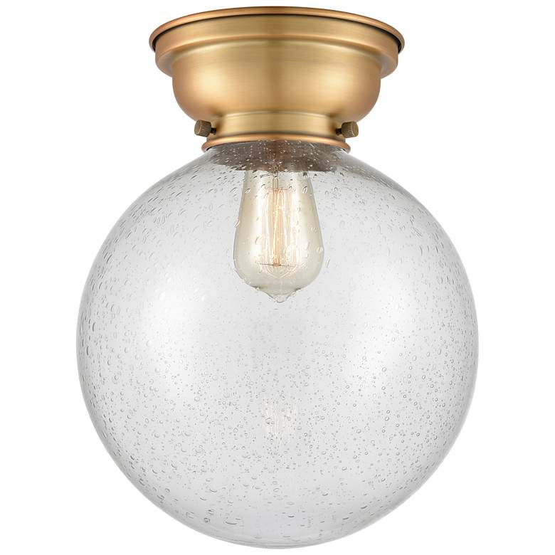 Image 1 Aditi Beacon 10" Flush Mount - Brushed Brass - Seedy Shade