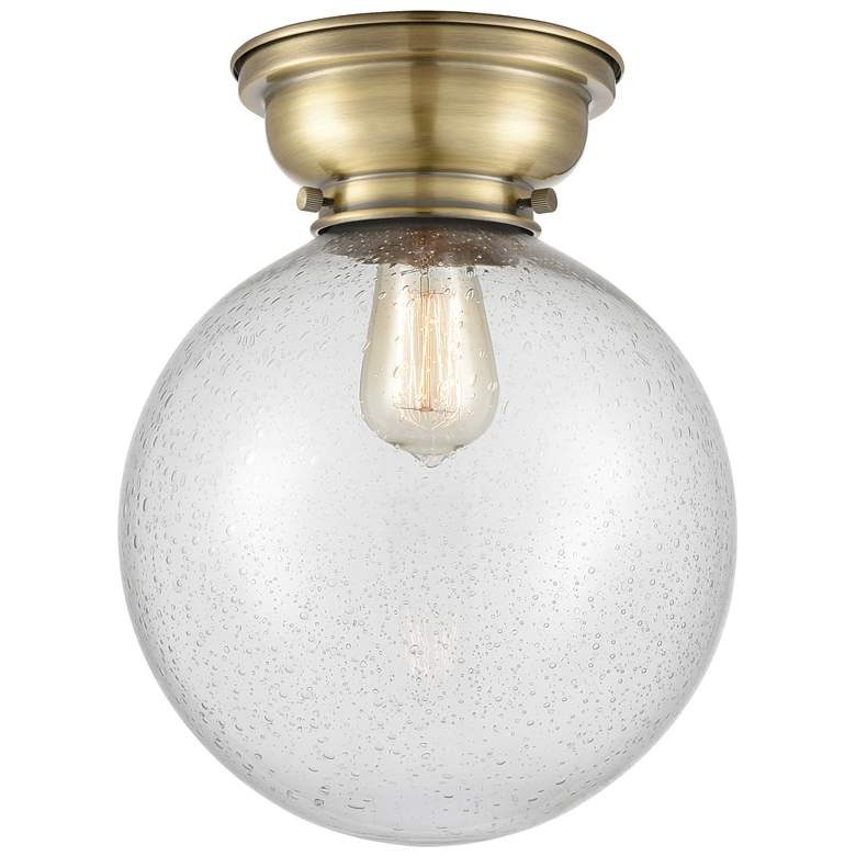 Image 1 Aditi Beacon 10" Antique Brass Flush Mount w/ Seedy Shade