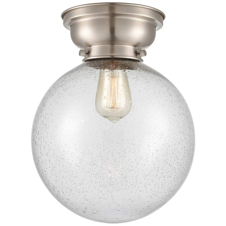 Image 1 Aditi Beacon 10" Brushed Satin Nickel Flush Mount w/ Seedy Shade