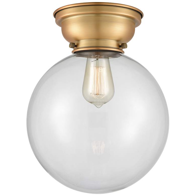Image 1 Aditi Beacon 10" LED Flush Mount - Brushed Brass - Clear Shade