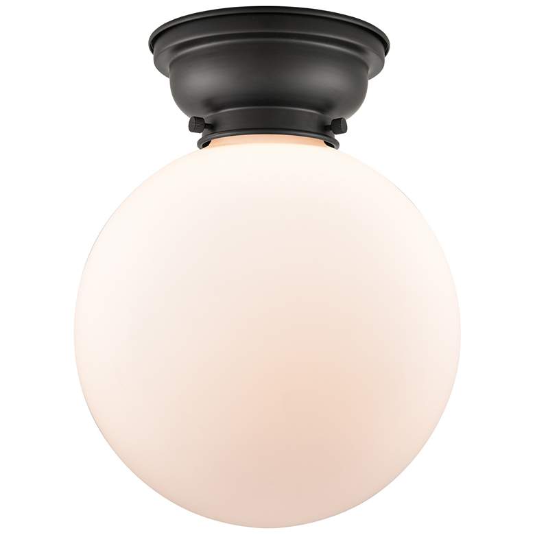Image 1 Aditi Beacon 10" LED Flush Mount - Matte Black - Matte White Shade