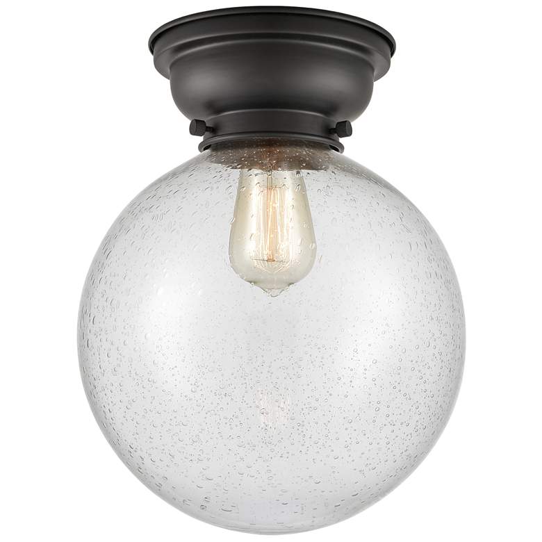 Image 1 Aditi Beacon 10" Matte Black Flush Mount w/ Seedy Shade