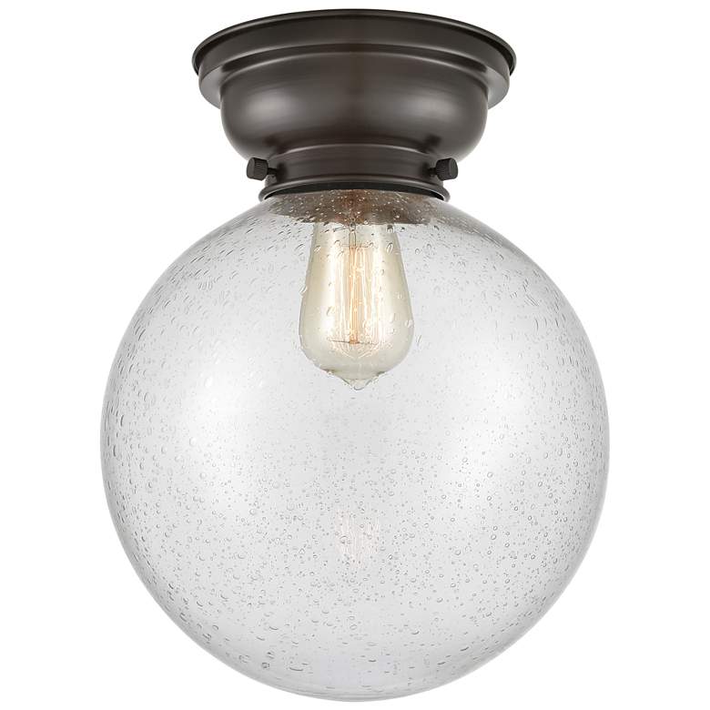 Image 1 Aditi Beacon 10" Oil Rubbed Bronze Flush Mount w/ Seedy Shade