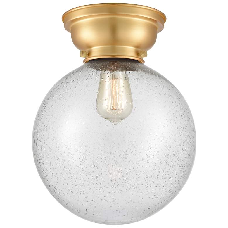 Image 1 Aditi Beacon 10" Satin Gold Flush Mount w/ Seedy Shade