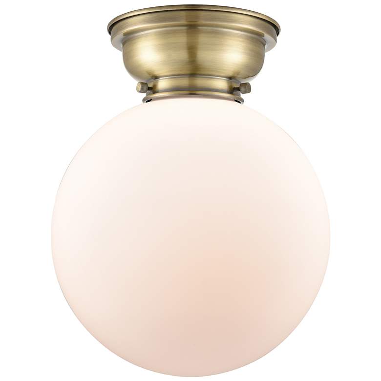 Image 1 Aditi Beacon 10" Wide Antique Brass Flush Mount With Matte White Shade