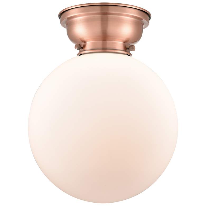 Image 1 Aditi Beacon 10" Wide Antique Copper Flush Mount With Matte White Shad
