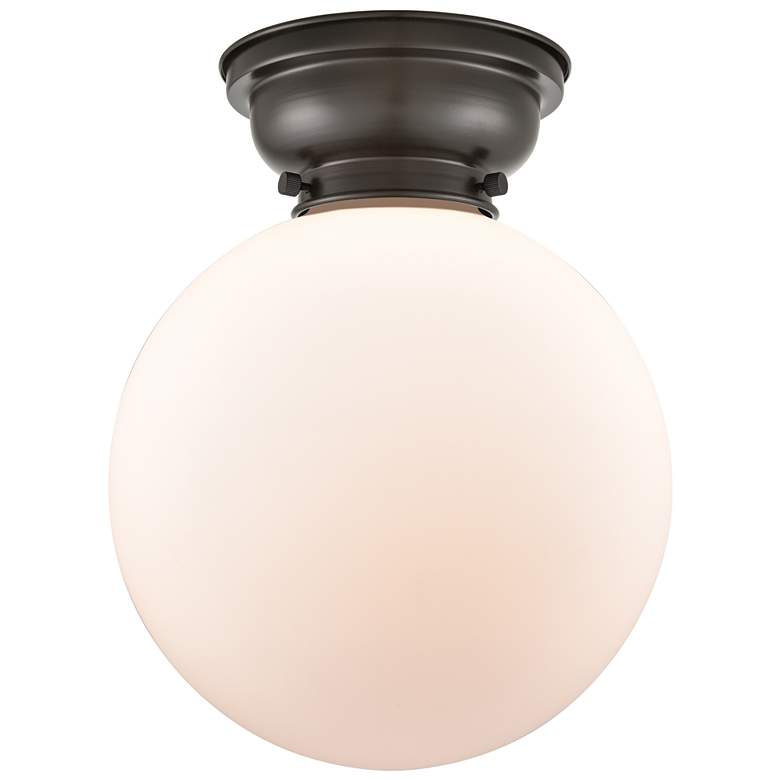 Image 1 Aditi Beacon 10" Wide Oil Rubbed Bronze Flush Mount With Matte White S