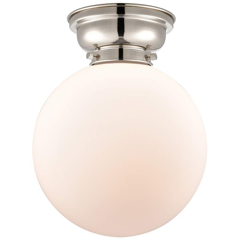 Image 1 Aditi Beacon 10" Wide Polished Nickel Flush Mount With Matte White Sha