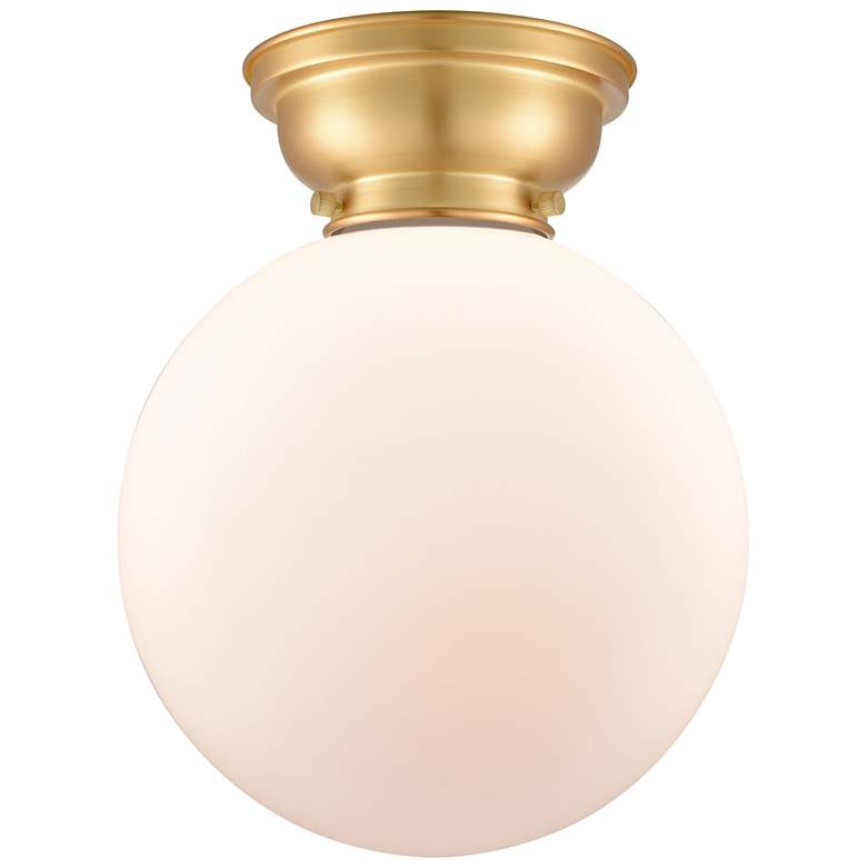 Image 1 Aditi Beacon 10" Wide Satin Gold Flush Mount With Matte White Shade