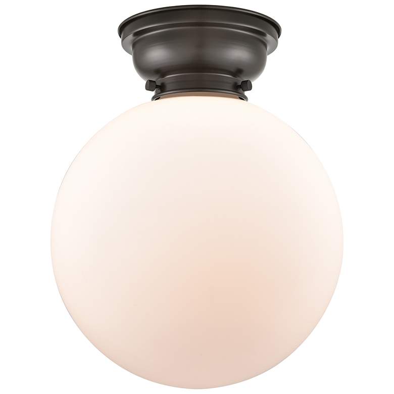 Image 1 Aditi Beacon 12" LED Flush Mount - Oil Rubbed Bronze - Matte White Sha