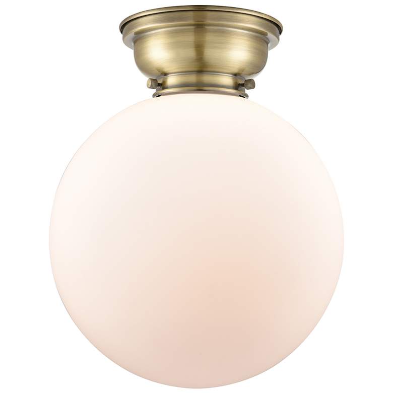 Image 1 Aditi Beacon 12" Wide Antique Brass Flush Mount With Matte White Shade