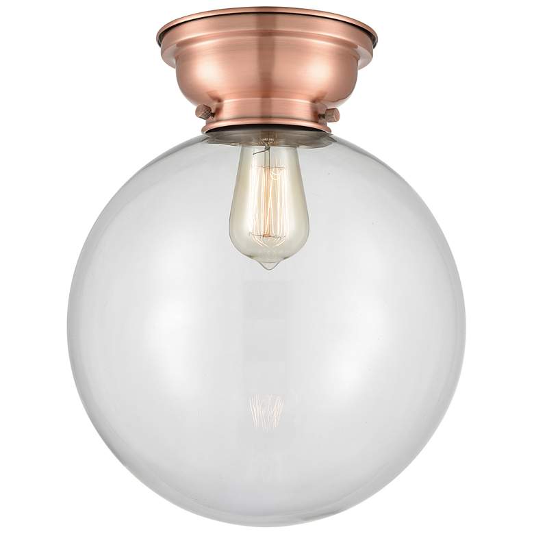 Image 1 Aditi Beacon 12" Wide Antique Copper Flush Mount With Clear Shade