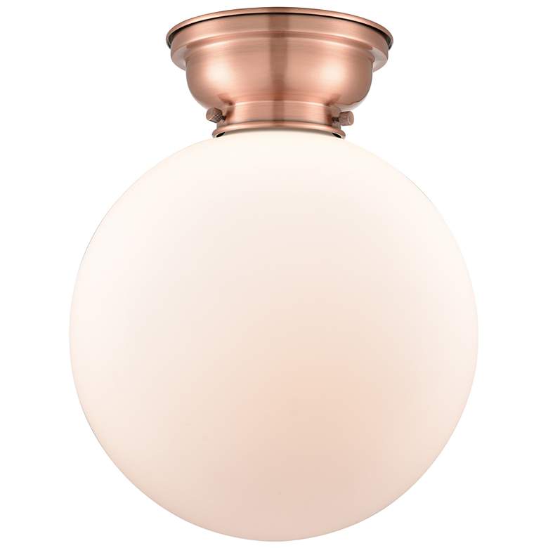 Image 1 Aditi Beacon 12" Wide Antique Copper Flush Mount With Matte White Shad