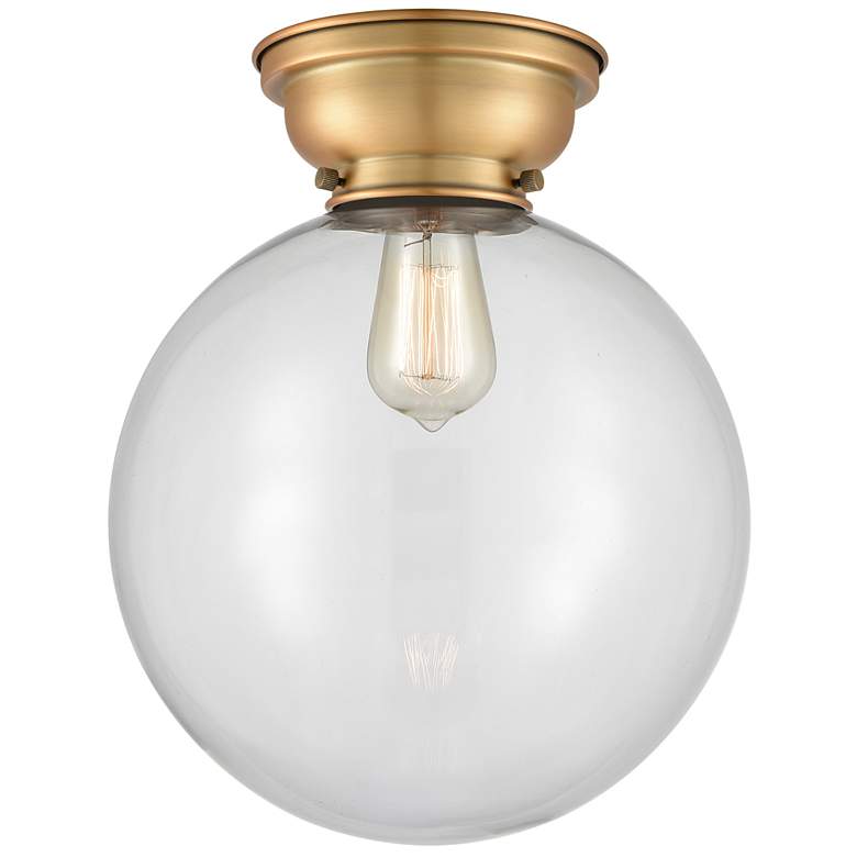 Image 1 Aditi Beacon 12" Wide Brushed Brass Flush Mount With Clear Shade