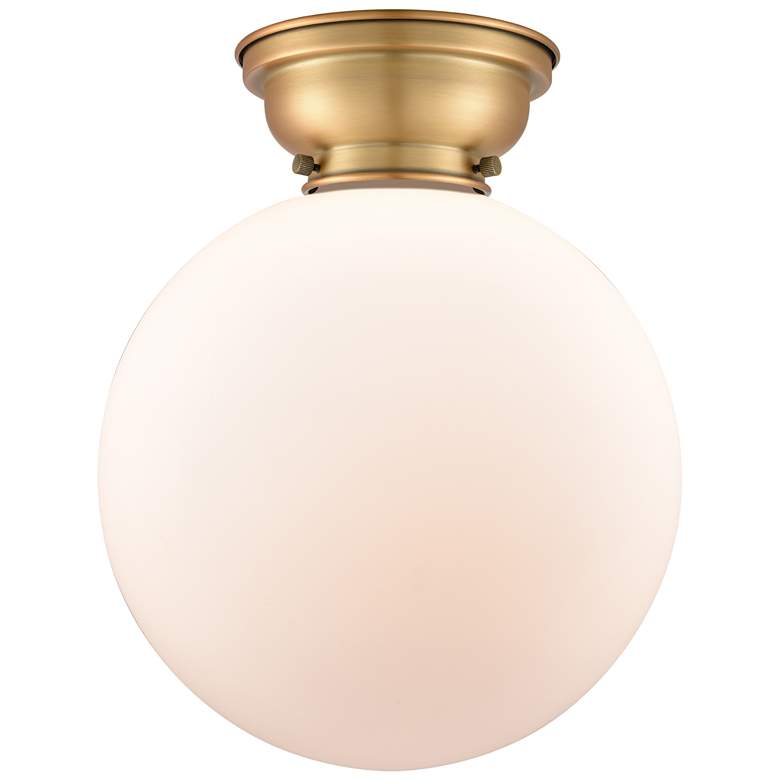 Image 1 Aditi Beacon 12" Wide Brushed Brass Flush Mount With Matte White Shade