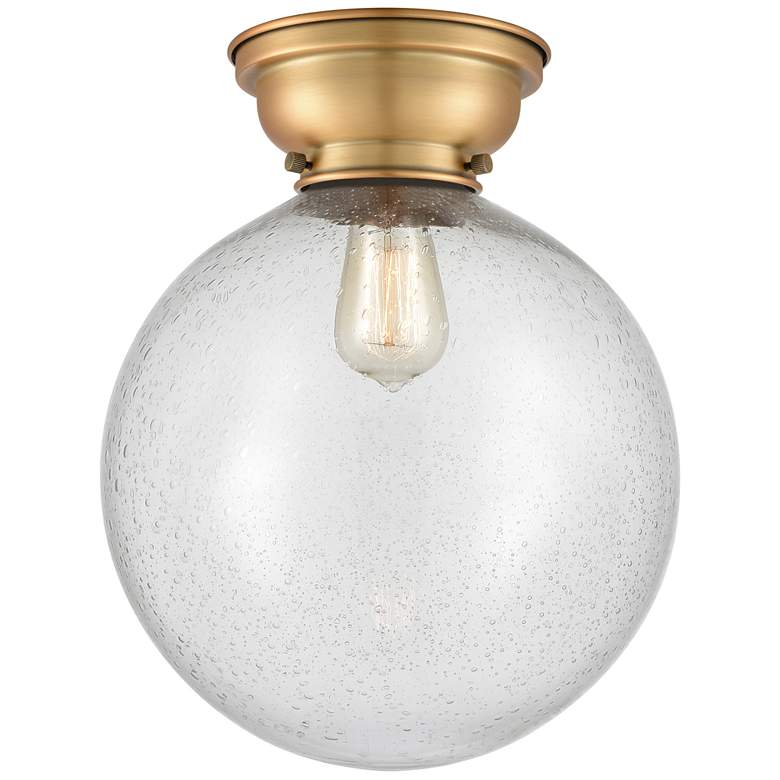 Image 1 Aditi Beacon 12" Wide Brushed Brass Flush Mount With Seedy Shade