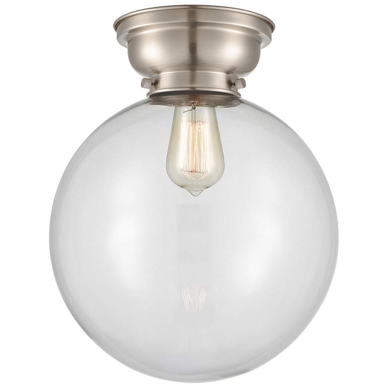 Image 1 Aditi Beacon 12" Wide Brushed Satin Nickel Flush Mount With Clear Shad