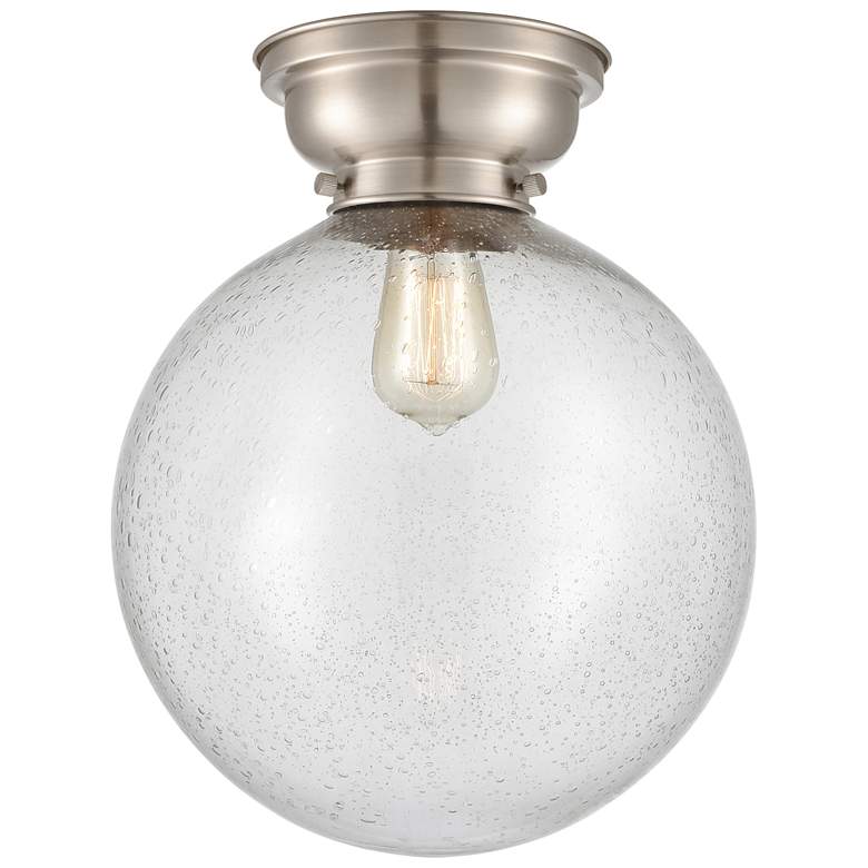 Image 1 Aditi Beacon 12" Wide Brushed Satin Nickel Flush Mount With Seedy Shad