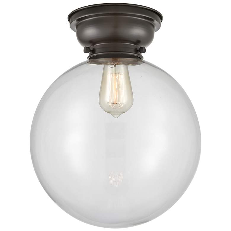 Image 1 Aditi Beacon 12" Wide Oil Rubbed Bronze Flush Mount With Clear Shade