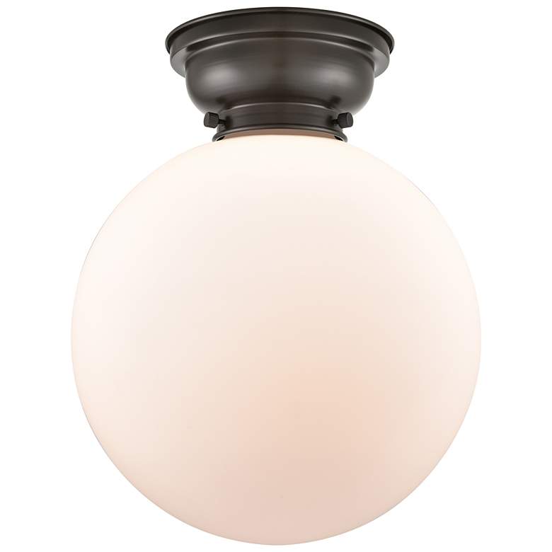 Image 1 Aditi Beacon 12" Wide Oil Rubbed Bronze Flush Mount With Matte White S