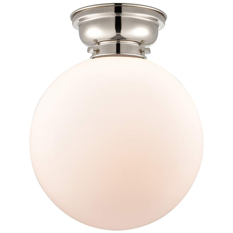 Image 1 Aditi Beacon 12" Wide Polished Nickel Flush Mount With Matte White Sha