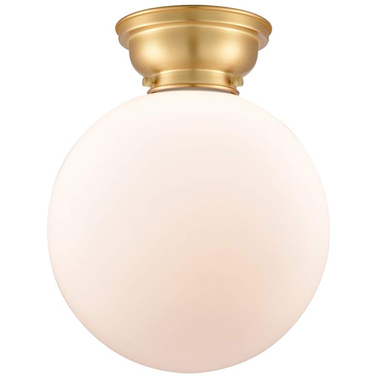 Image 1 Aditi Beacon 12" Wide Satin Gold Flush Mount With Matte White Shade