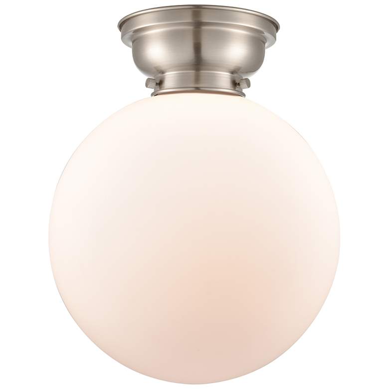 Image 1 Aditi Beacon 12"W Brushed Satin Nickel Flush Mount w/ Matte White Shad